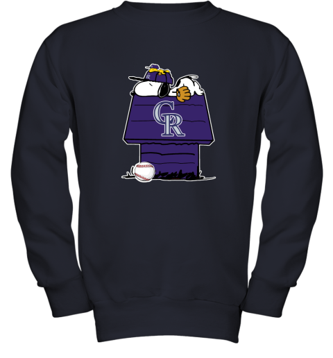 Colorado Rockies Snoopy And Woodstock Resting Together MLB Youth Sweatshirt