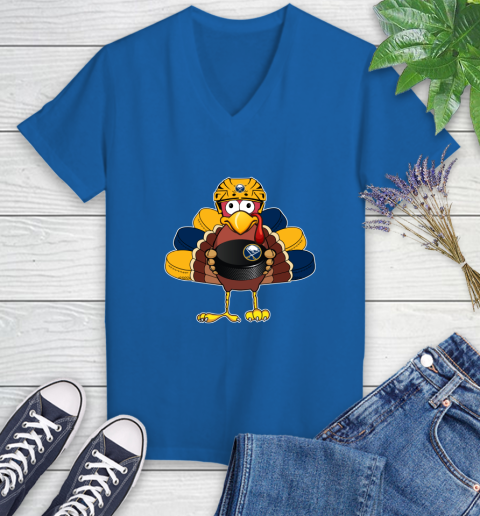 Buffalo Sabres Turkey Thanksgiving Day Women's V-Neck T-Shirt 10