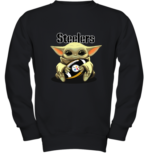 Baby Yoda Loves The Pittsbrugh Steelers Star Wars NFL Youth Sweatshirt