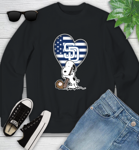 San Diego Padres MLB Baseball The Peanuts Movie Adorable Snoopy Youth Sweatshirt 2