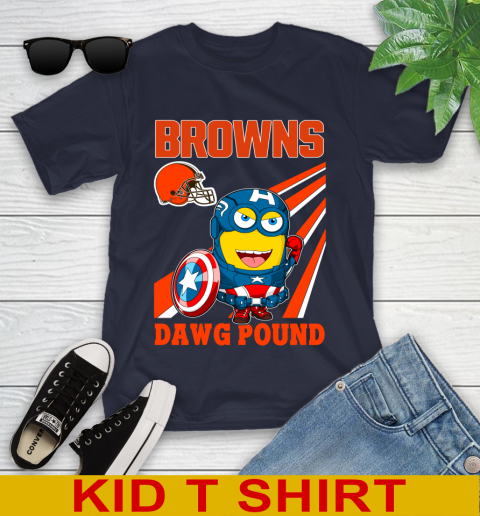 NFL Football Cleveland Browns Captain America Marvel Avengers Minion Shirt Youth T-Shirt 2