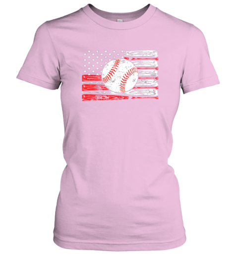 lscm vintage baseball american flag shirt 4th of july gifts ladies t shirt 20 front light pink