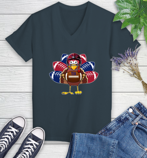New York Giants Turkey Thanksgiving Day Women's V-Neck T-Shirt 8