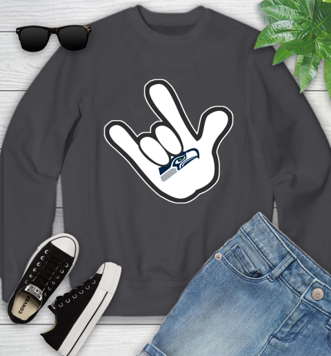 Seattle Seahawks NFL Football Mickey Rock Hand Disney Youth Sweatshirt 6