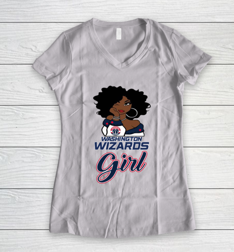 Washington Wizards Girl NBA Women's V-Neck T-Shirt 2