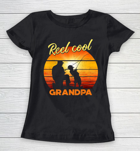 GrandFather gift shirt Vintage Fishing Reel Cool Grandpa Gift Fathers Mothers T Shirt Women's T-Shirt