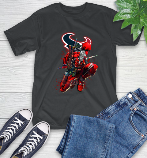 NFL Deadpool Marvel Comics Sports Football Houston Texans T-Shirt 2