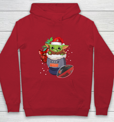 Cleveland Browns Christmas Baby Yoda Star Wars Funny Happy NFL Youth Hoodie 9