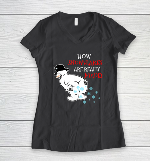 Funny Snowman How Snowflake Are Really Made Christmas Cutome Women's V-Neck T-Shirt 4