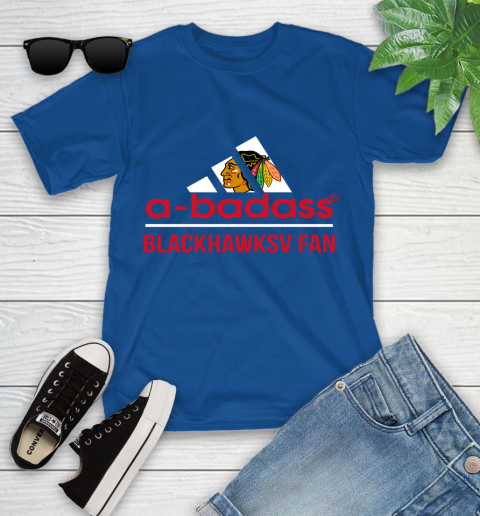 NHL A Badass Chicago Blackhawks Fan Adidas Hockey Sports Youth T-Shirt 12