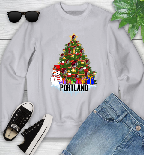 Portland Trail Blazers Merry Christmas NBA Basketball Sports Youth Sweatshirt 4