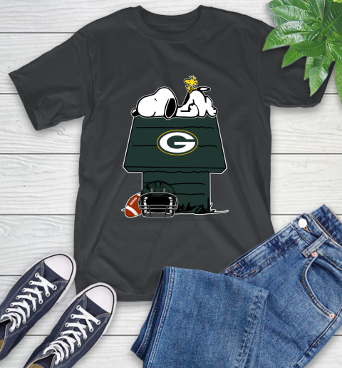Green Bay Packers NFL Football Snoopy Woodstock The Peanuts Movie T-Shirt - Image 3
