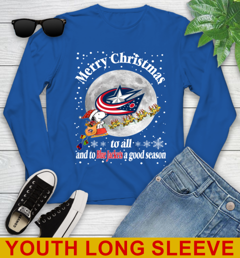 Columbus Blue Jackets Merry Christmas To All And To Blue Jackets A Good Season NHL Hockey Sports Youth Long Sleeve 10