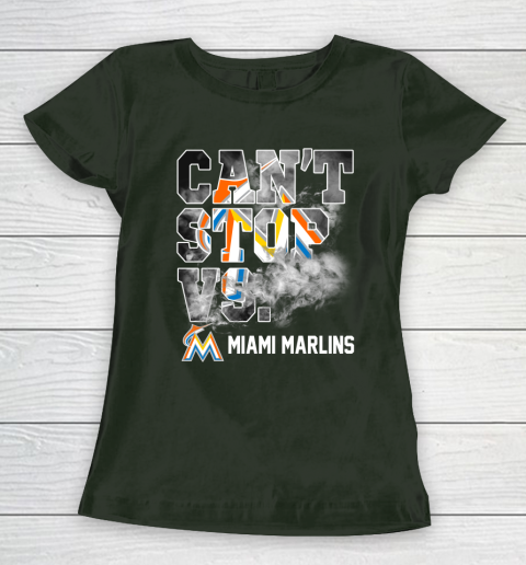 MLB Miami Marlins Baseball Can't Stop Vs Marlins Women's T-Shirt 4