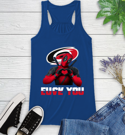 NHL Carolina Hurricanes Deadpool Love You Fuck You Hockey Sports Racerback Tank 8