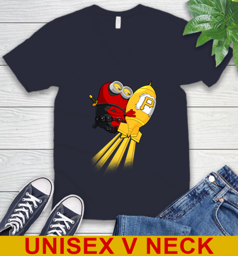 MLB Baseball Pittsburgh Pirates Deadpool Minion Marvel Shirt V-Neck T-Shirt 2