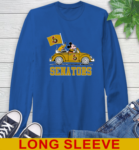NHL Hockey Ottawa Senators Pluto Mickey Driving Disney Shirt Long Sleeve T-Shirt 9