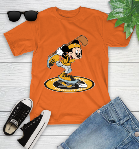 NHL Hockey Pittsburgh Penguins Cheerful Mickey Disney Shirt Youth T-Shirt 7