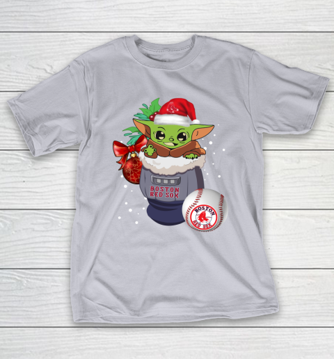 Boston Red Sox Christmas Baby Yoda Star Wars Funny Happy MLB T-Shirt 7