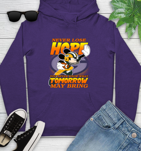 Green Bay Packers NFL Football Mickey Disney Never Lose Hope Youth Hoodie 5