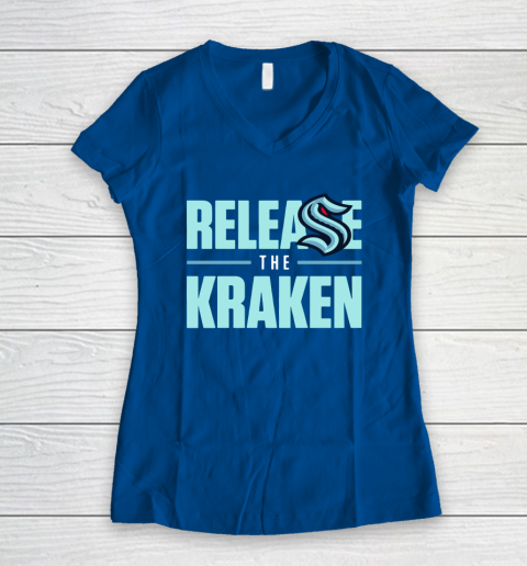 Release The Kraken T Shirt – Seattle Kraken Women's V-Neck T-Shirt 7