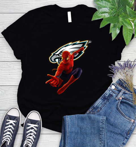 NFL Spider Man Avengers Endgame Football Philadelphia Eagles Women's T-Shirt 2