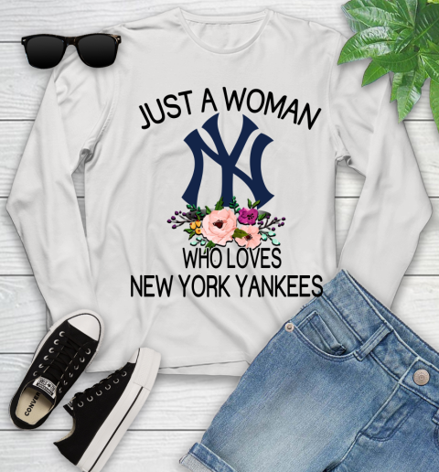 MLB Just A Woman Who Loves New York Yankees Baseball Sports Youth Long Sleeve