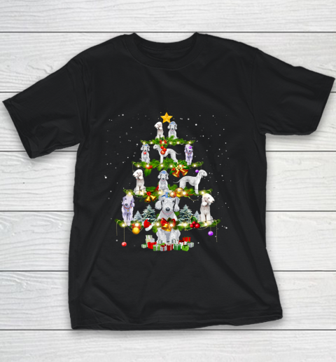 Bedlington Terrier Dog Xmas Tree Lights Ugly Christmas Gift Youth T-Shirt