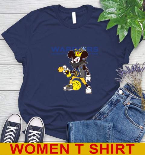 Golden State Warriors NBA Basketball Mickey Peace Sign Sports Women's T-Shirt 12
