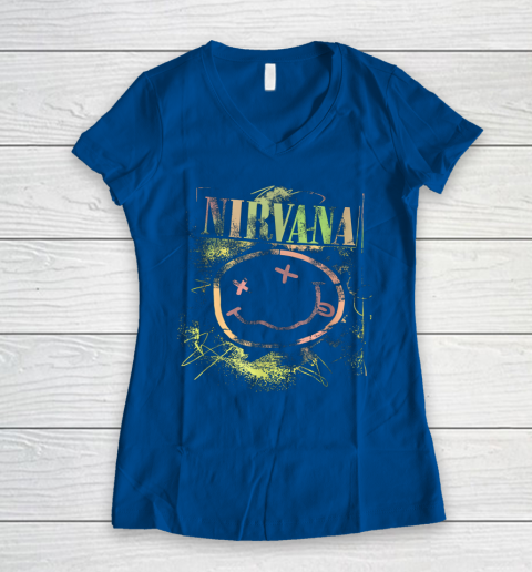 Vintage Nirvanas Smile Design Limited Women's V-Neck T-Shirt 7