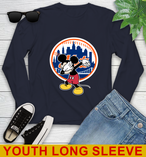 New York Mets MLB Baseball Dabbing Mickey Disney Sports Youth Long Sleeve 3