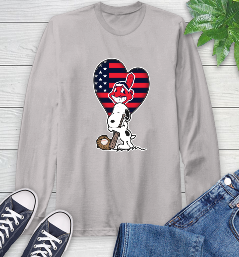 Cleveland Indians MLB Baseball The Peanuts Movie Adorable Snoopy Long Sleeve T-Shirt 12