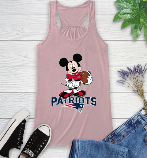 NFL Football New England Patriots Cheerful Mickey Mouse Shirt Racerback Tank 10