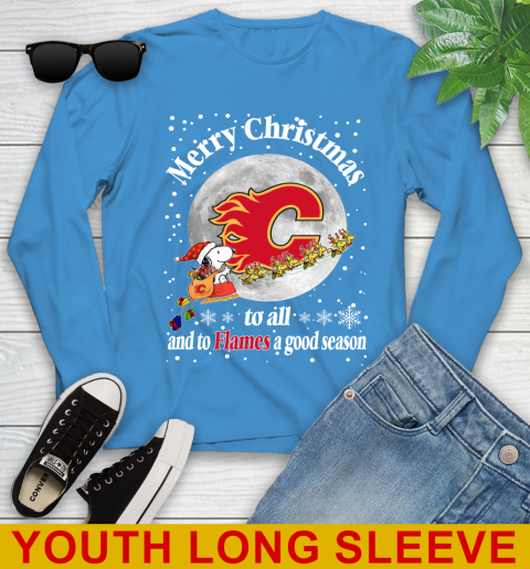 Calgary Flames Merry Christmas To All And To Flames A Good Season NHL Hockey Sports Youth Long Sleeve 8