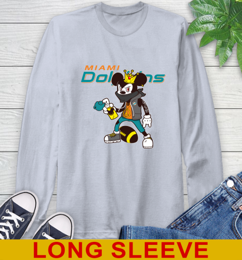 Miami Dolphins NFL Football Mickey Peace Sign Sports Long Sleeve T-Shirt 6