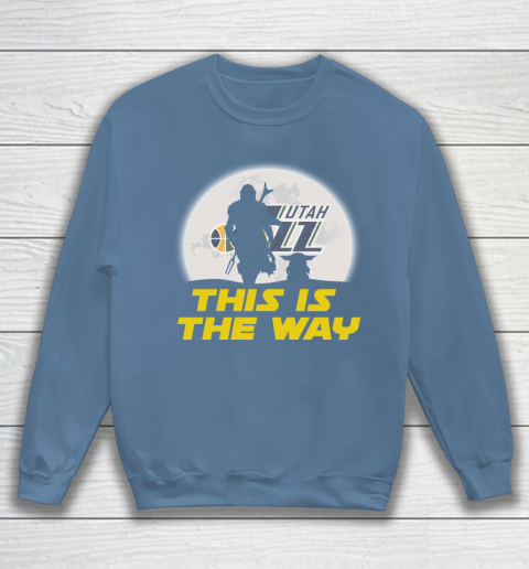Utah Jazz NBA Basketball Star Wars Yoda And Mandalorian This Is The Way Sweatshirt 6