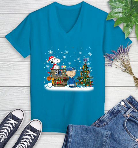 Dallas Mavericks NBA Basketball Christmas The Peanuts Movie Snoopy Championship Women's V-Neck T-Shirt 7