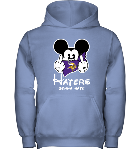 NFL Minnesota Vikings Haters Gonna Hate Mickey Mouse Disney Football T Shirt IoWrZLMAV98 youth hoodie 43 95 151514 front carolina blue