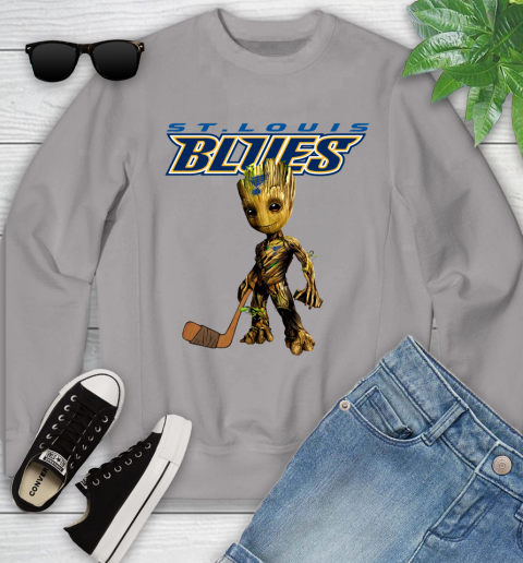 St.Louis Blues NHL Hockey Groot Marvel Guardians Of The Galaxy Youth Sweatshirt 4