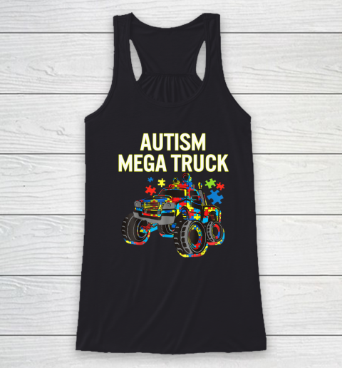 Autism Mega Truck Shirt Monster Truck Autism Awareness Racerback Tank