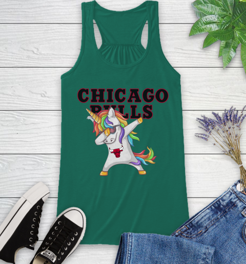 Chicago Bulls NBA Basketball Funny Unicorn Dabbing Sports Racerback Tank 7