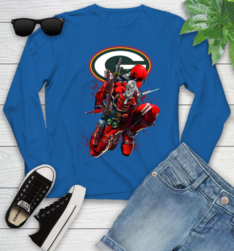 NFL Deadpool Marvel Comics Sports Football Green Bay Packers Youth Long Sleeve 9