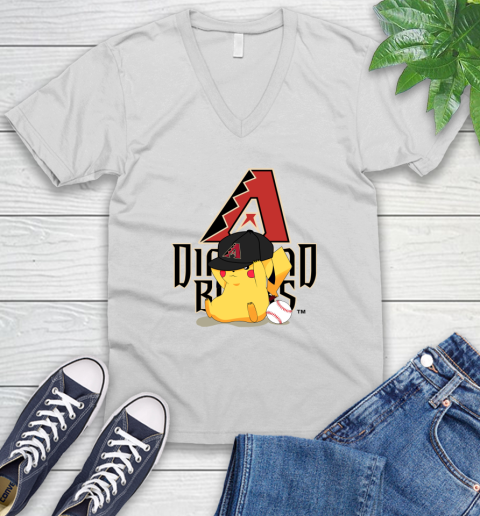 MLB Pikachu Baseball Sports Arizona Diamondbacks V-Neck T-Shirt
