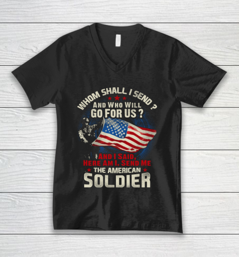 Veteran Shirt Soldier Here I Am V-Neck T-Shirt