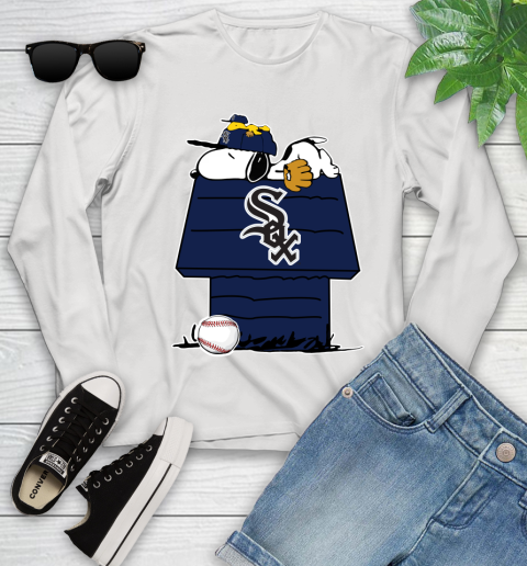 MLB Chicago White Sox Snoopy Woodstock The Peanuts Movie Baseball T Shirt Youth Long Sleeve