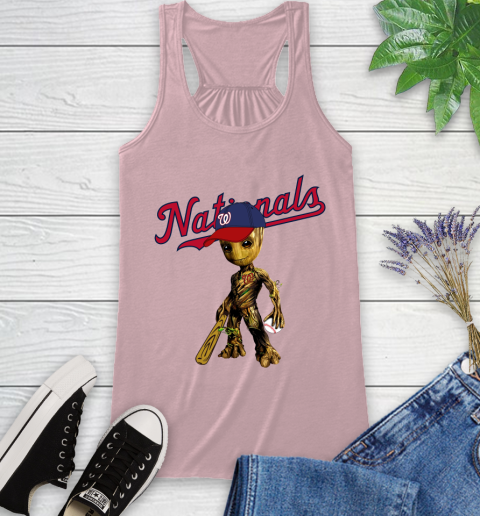 MLB Washington Nationals Groot Guardians Of The Galaxy Baseball Racerback Tank 11