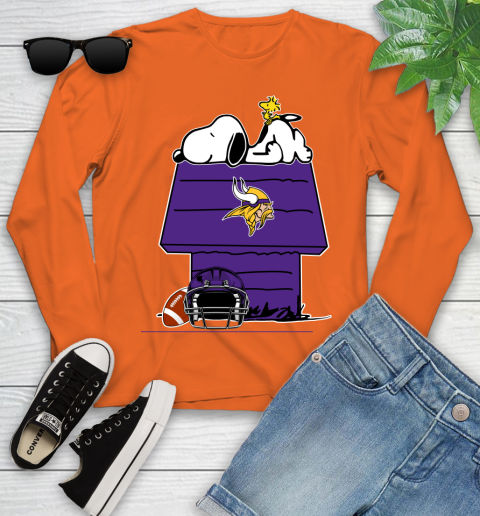 Minnesota Vikings NFL Football Snoopy Woodstock The Peanuts Movie Youth Long Sleeve 4