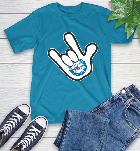 Philadelphia 76ers NBA Basketball Mickey Rock Hand Disney T-Shirt 8
