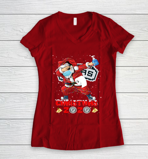 San Antonio Spurs Funny Santa Claus Dabbing Christmas 2020 NBA Women's V-Neck T-Shirt 8