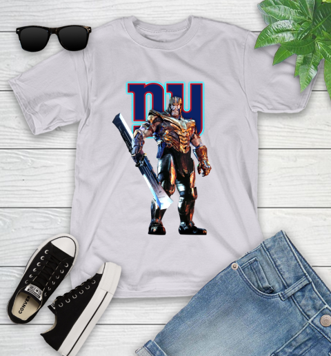 NFL Thanos Gauntlet Avengers Endgame Football New York Giants Youth T-Shirt 4